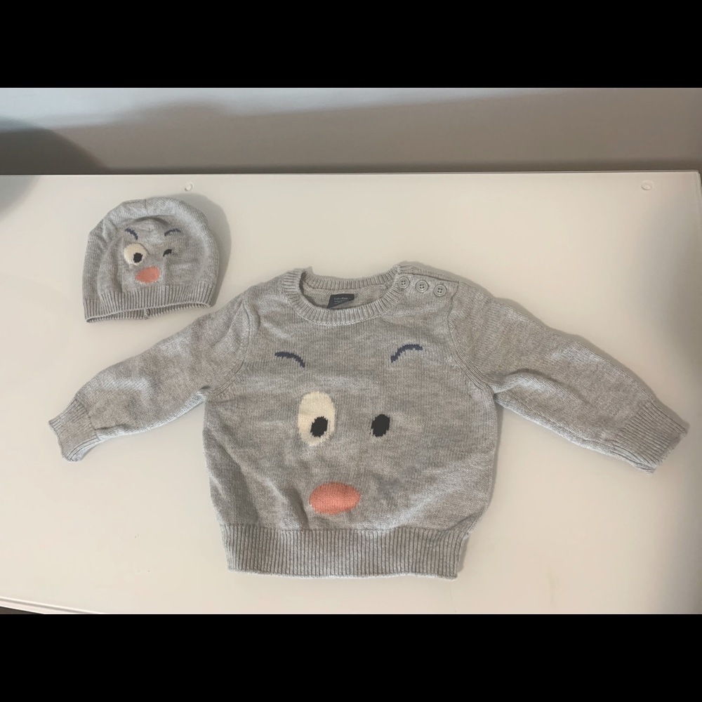 Baby-gap Sweater & matching hat 6-12mo